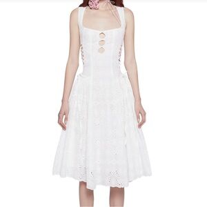BLISSFUL BREEZE EYELET MIDI DRESS